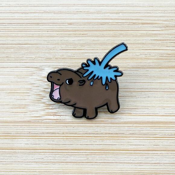 Baby Hippo Pin, Pin Badges, Hippo Pin Badge, Sealife Gifts, Cute Pin - Picture 2 of 4